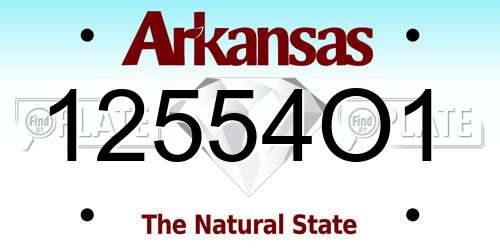 12554O1 Arkansas License Plate