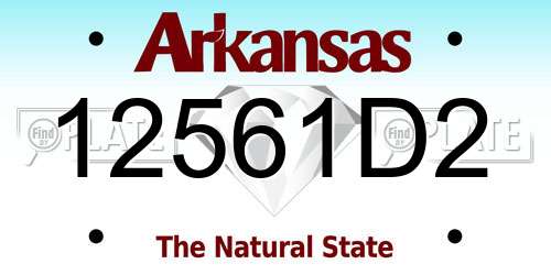 12561D2 Arkansas License Plate