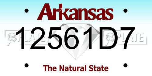 12561D7 Arkansas License Plate
