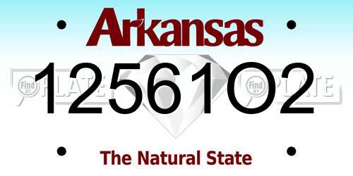 12561O2 Arkansas License Plate