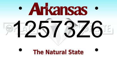 12573Z6 Arkansas License Plate