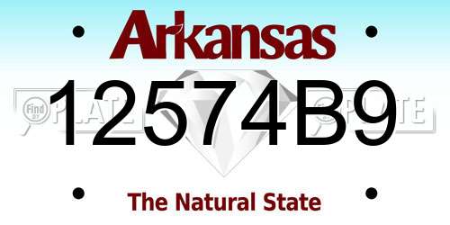 12574B9 Arkansas License Plate