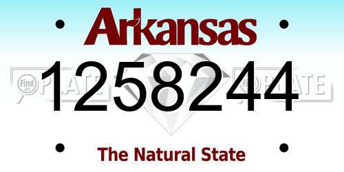 1258244 Arkansas License Plate