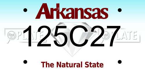 125C27 Arkansas License Plate