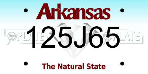 125J65 Arkansas License Plate