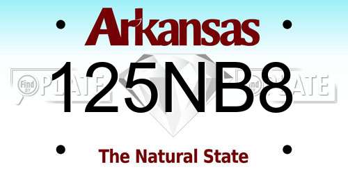 125NB8 Arkansas License Plate