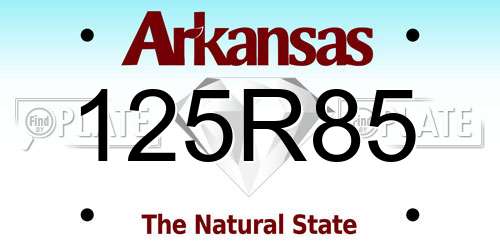 125R85 Arkansas License Plate