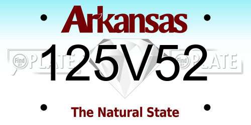 125V52 Arkansas License Plate