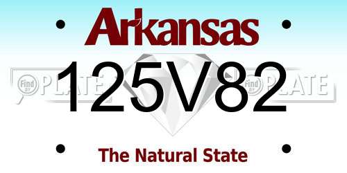 125V82 Arkansas License Plate