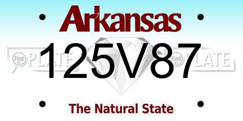 125V87 Arkansas License Plate