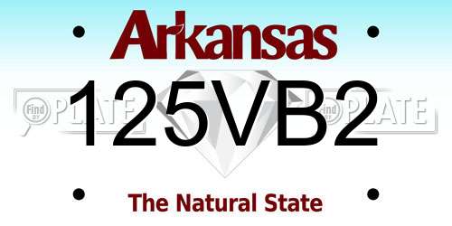 125VB2 Arkansas License Plate