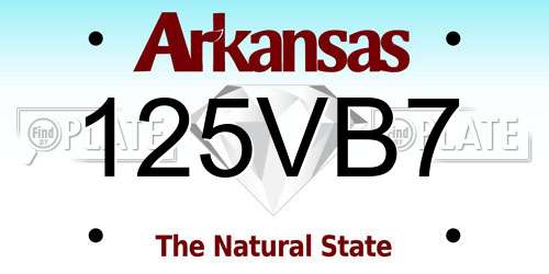 125VB7 Arkansas License Plate