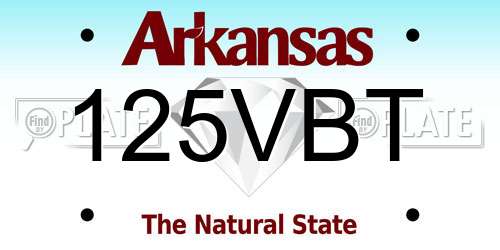 125VBT Arkansas License Plate