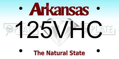 125VHC Arkansas License Plate