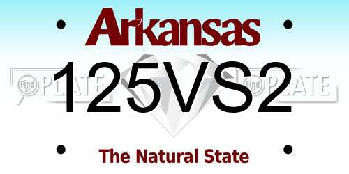 125VS2 Arkansas License Plate