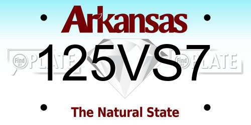 125VS7 Arkansas License Plate