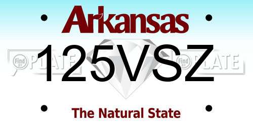 125VSZ Arkansas License Plate