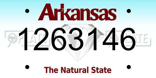 1263146 Arkansas License Plate