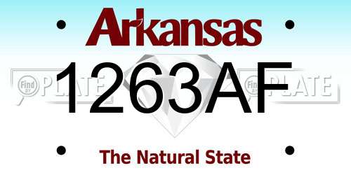 1263AF Arkansas License Plate