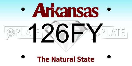 126FY Arkansas License Plate