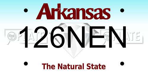 126NEN Arkansas License Plate