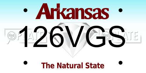 126VGS Arkansas License Plate