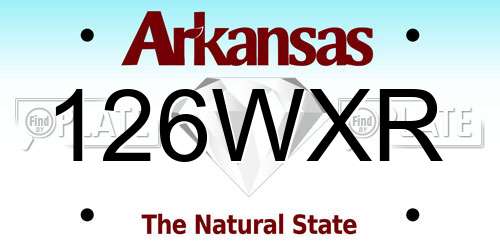 126WXR Arkansas License Plate