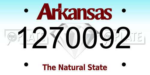 1270092 Arkansas License Plate