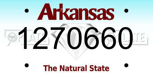 1270660 Arkansas License Plate