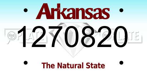 1270820 Arkansas License Plate