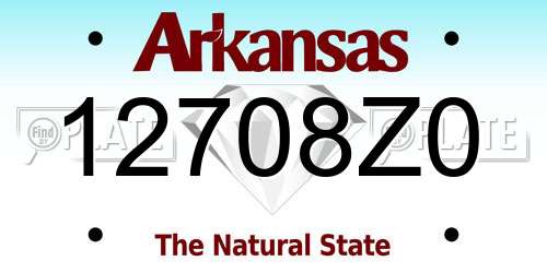 12708Z0 Arkansas License Plate