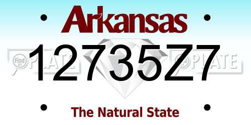 12735Z7 Arkansas License Plate
