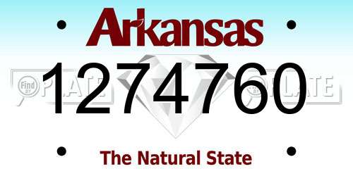1274760 Arkansas License Plate