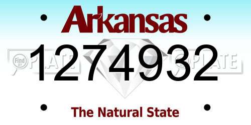 1274932 Arkansas License Plate