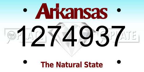 1274937 Arkansas License Plate