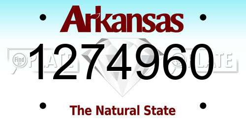 1274960 Arkansas License Plate