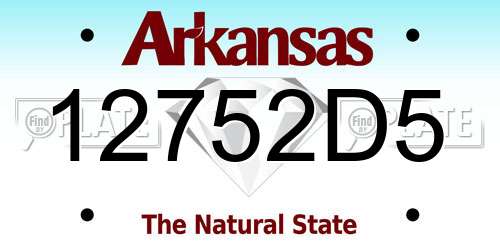 12752D5 Arkansas License Plate