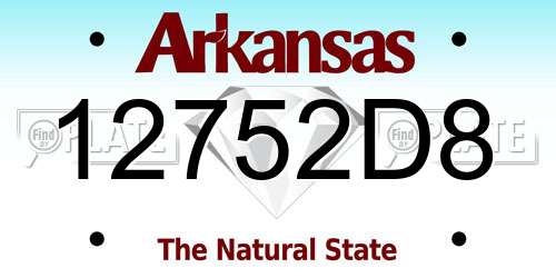 12752D8 Arkansas License Plate