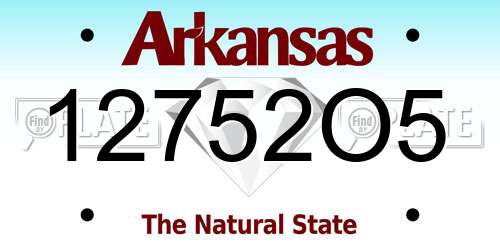 12752O5 Arkansas License Plate