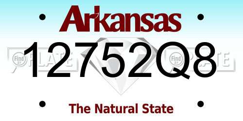 12752Q8 Arkansas License Plate
