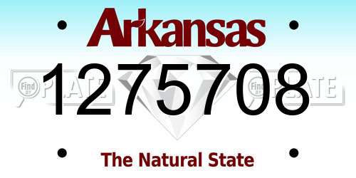 1275708 Arkansas License Plate