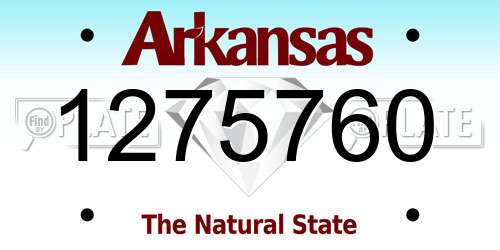 1275760 Arkansas License Plate