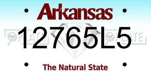 12765L5 Arkansas License Plate