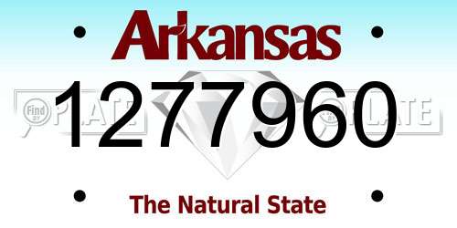 1277960 Arkansas License Plate