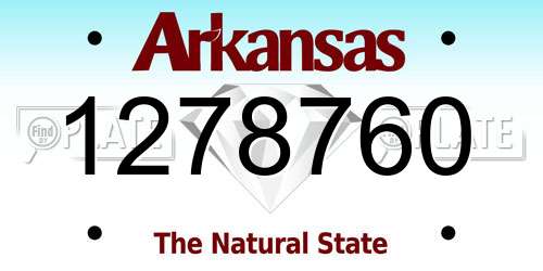1278760 Arkansas License Plate