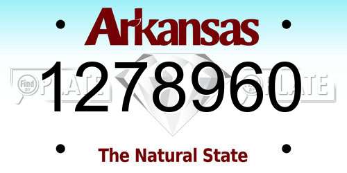 1278960 Arkansas License Plate