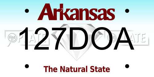 127DOA Arkansas License Plate
