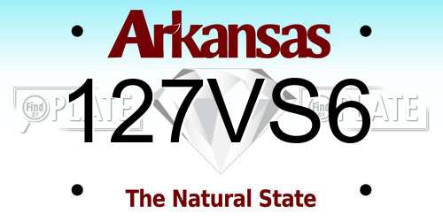 127VS6 Arkansas License Plate