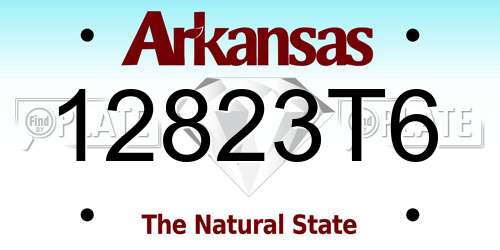 12823T6 Arkansas License Plate