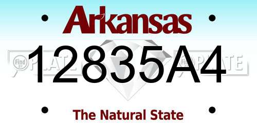 12835A4 Arkansas License Plate